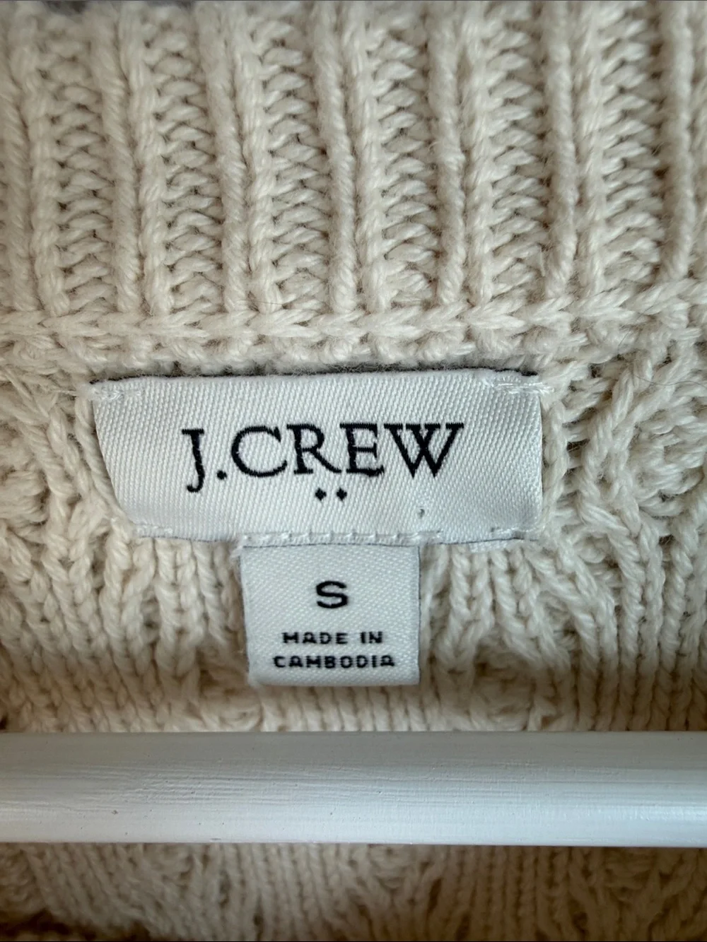 J. CREW Cream Cable-Pattern Crewneck Sweater S Coastal Fisherman